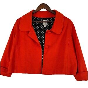 Vintage Tristan Old Money Red Cropped Retro Tailored Jacket 3/4‎ Sleeves SZ L